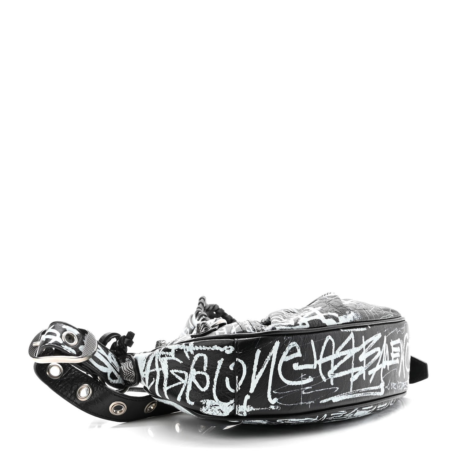 Balenciaga Agneau Arena Graffiti Le Cagole Shoulder Bag XS Black White 4 of 10
