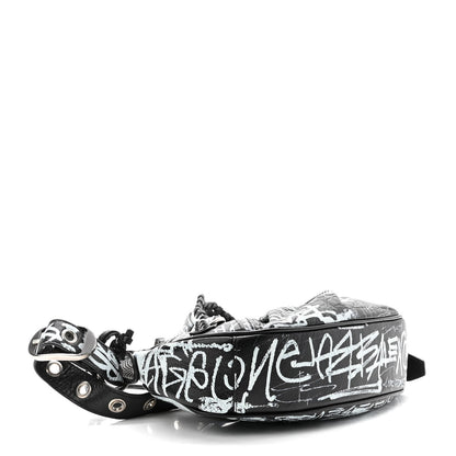 Balenciaga Agneau Arena Graffiti Le Cagole Shoulder Bag XS Black White 4 of 10