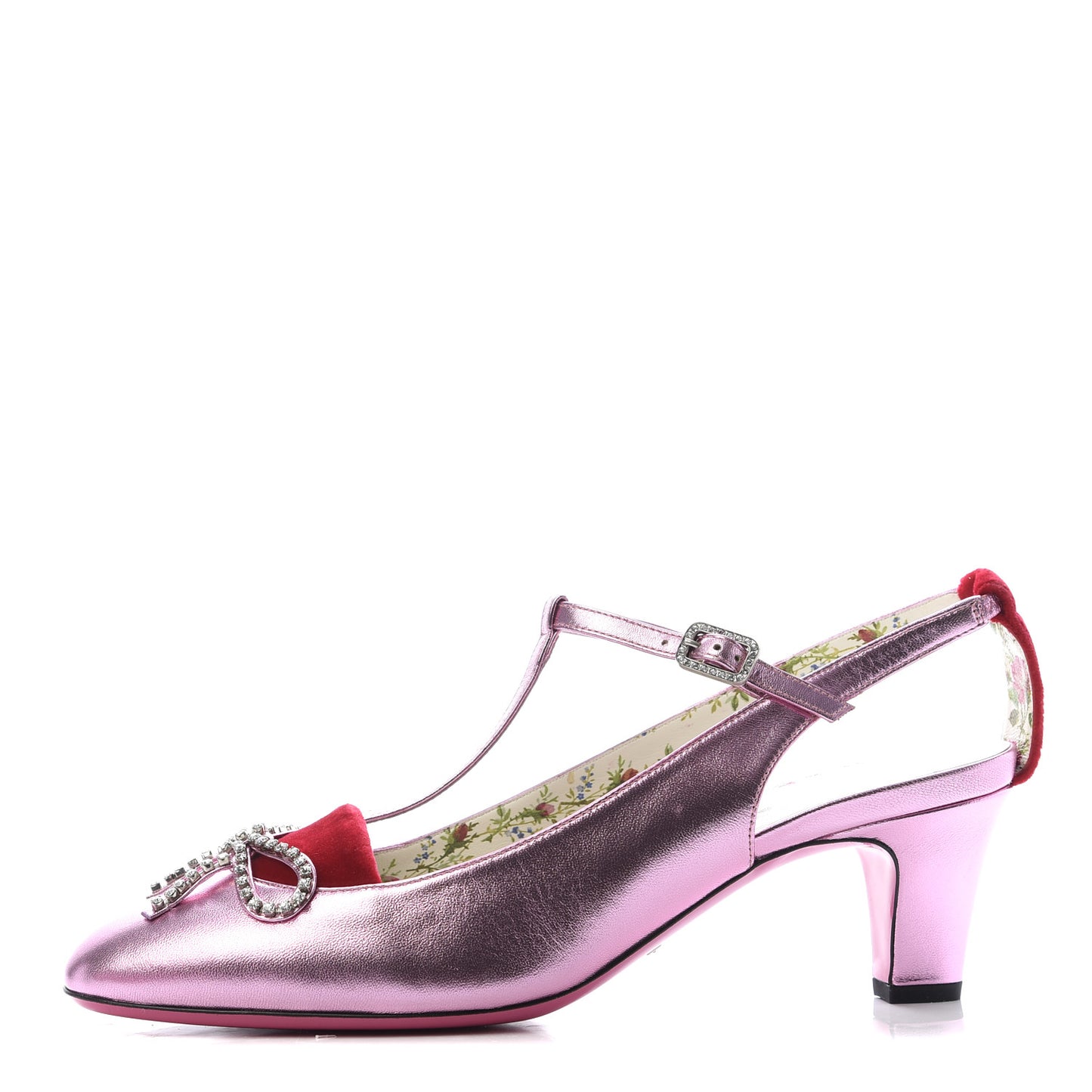 Metallic Nappa Velvet Crystal Bow Anita Pumps 40 Rosa Hibiscus Red