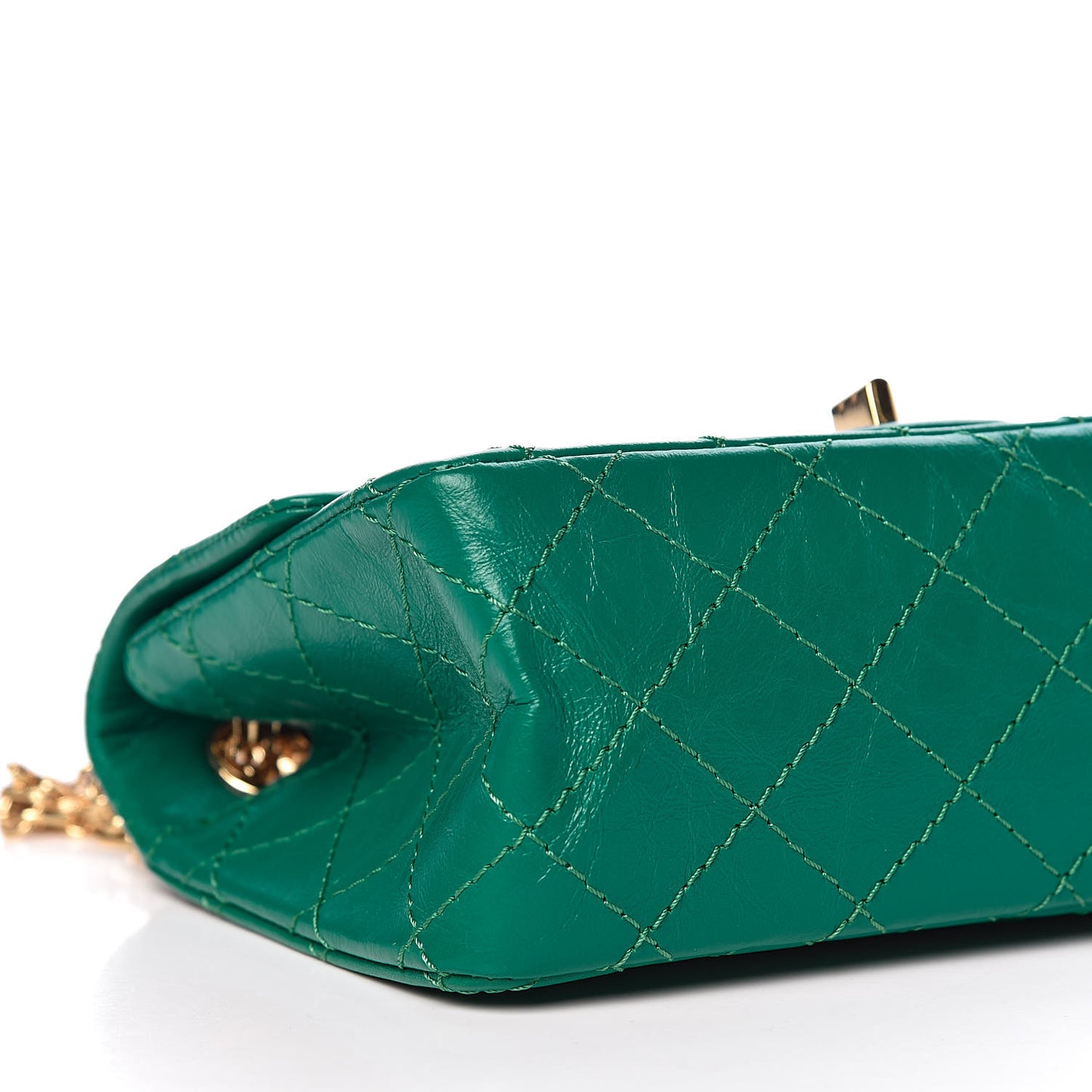 Aged Calfskin Quilted 2.55 Reissue Mini Flap Green