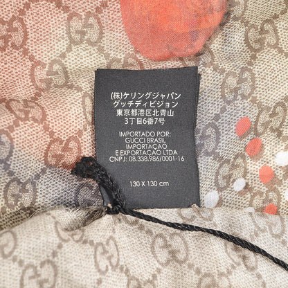 Gucci Silk Monogram Space Animals Scarf Beige 5 of 6