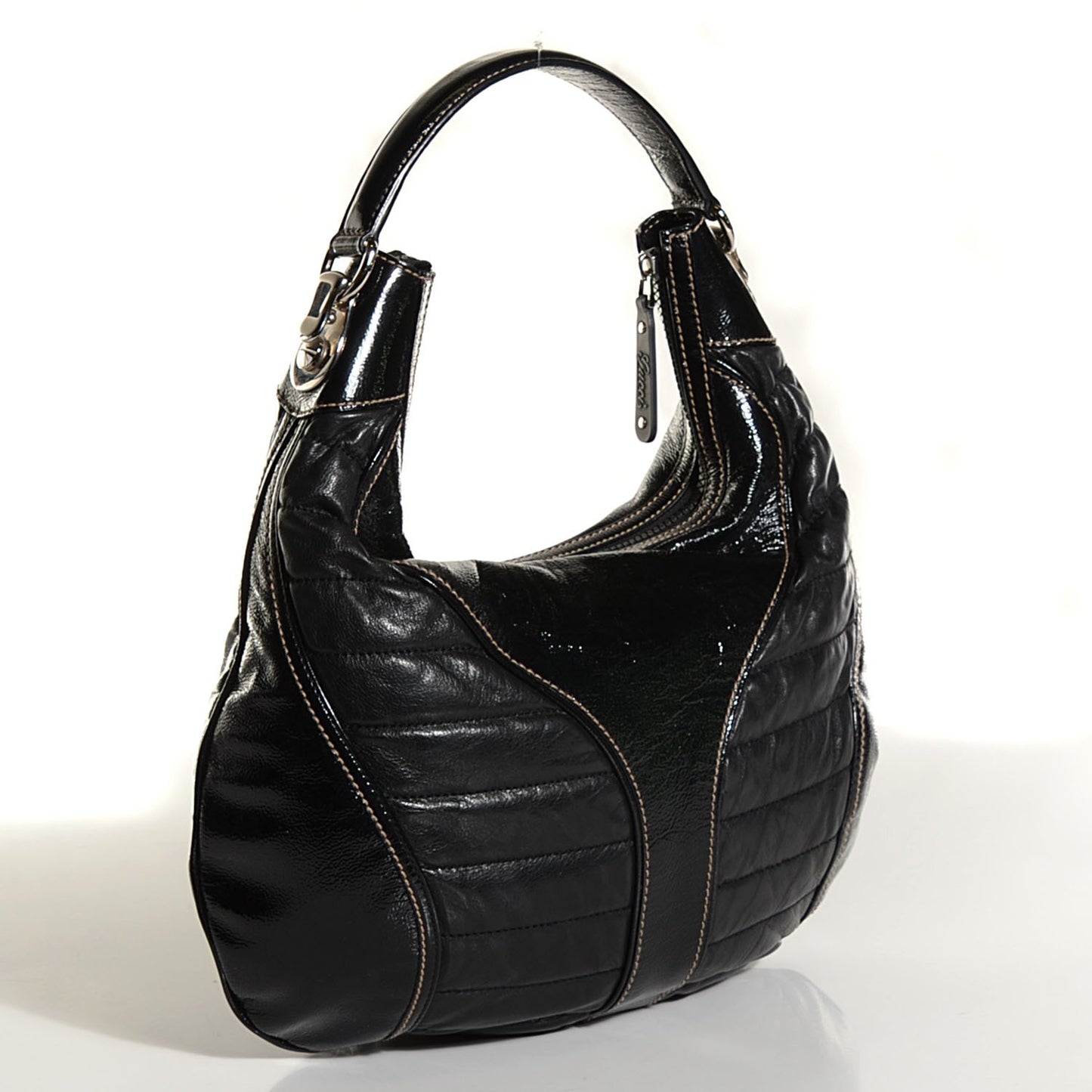 Patent Leather Medium Snow Glam Hobo Black