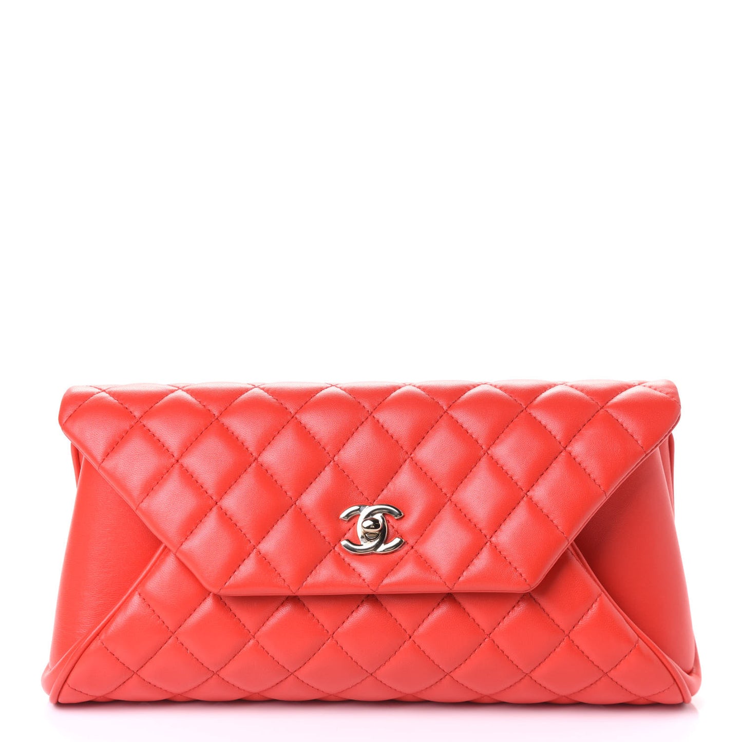 Lambskin Quilted Fold Up Again Clutch Red