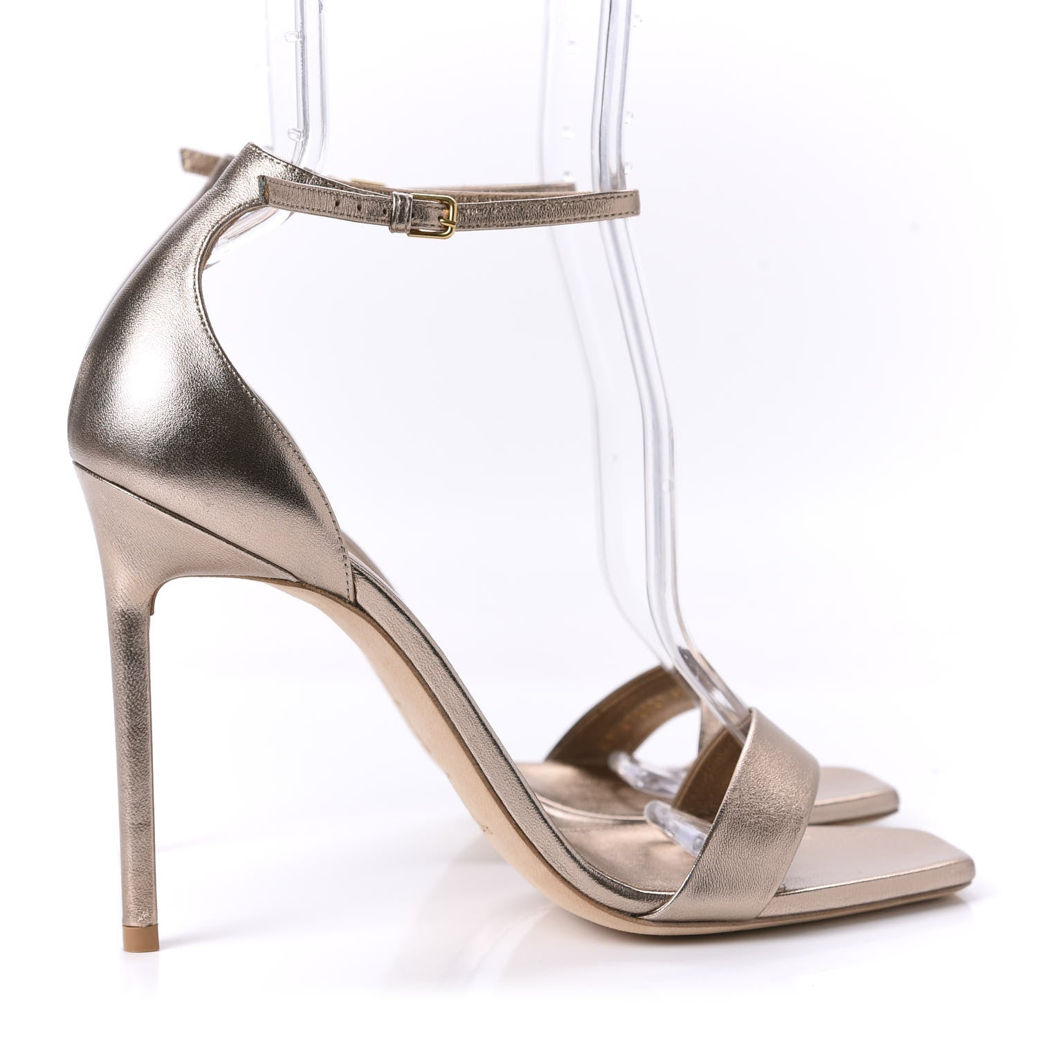 Saint Laurent Metallic Calfskin Amber 105 Ankle Strap Sandals 40 Blush 4 of 10