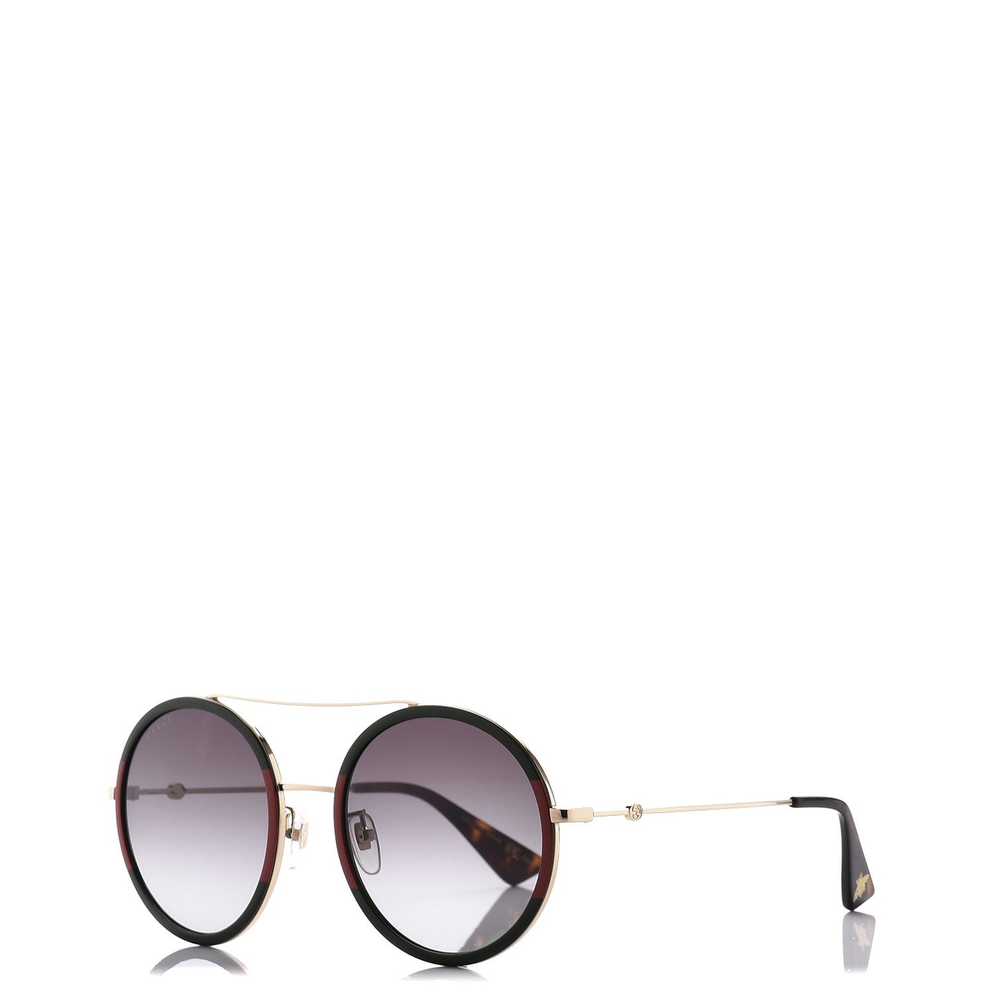 Round Frame Sunglasses GG0061S Gold Green