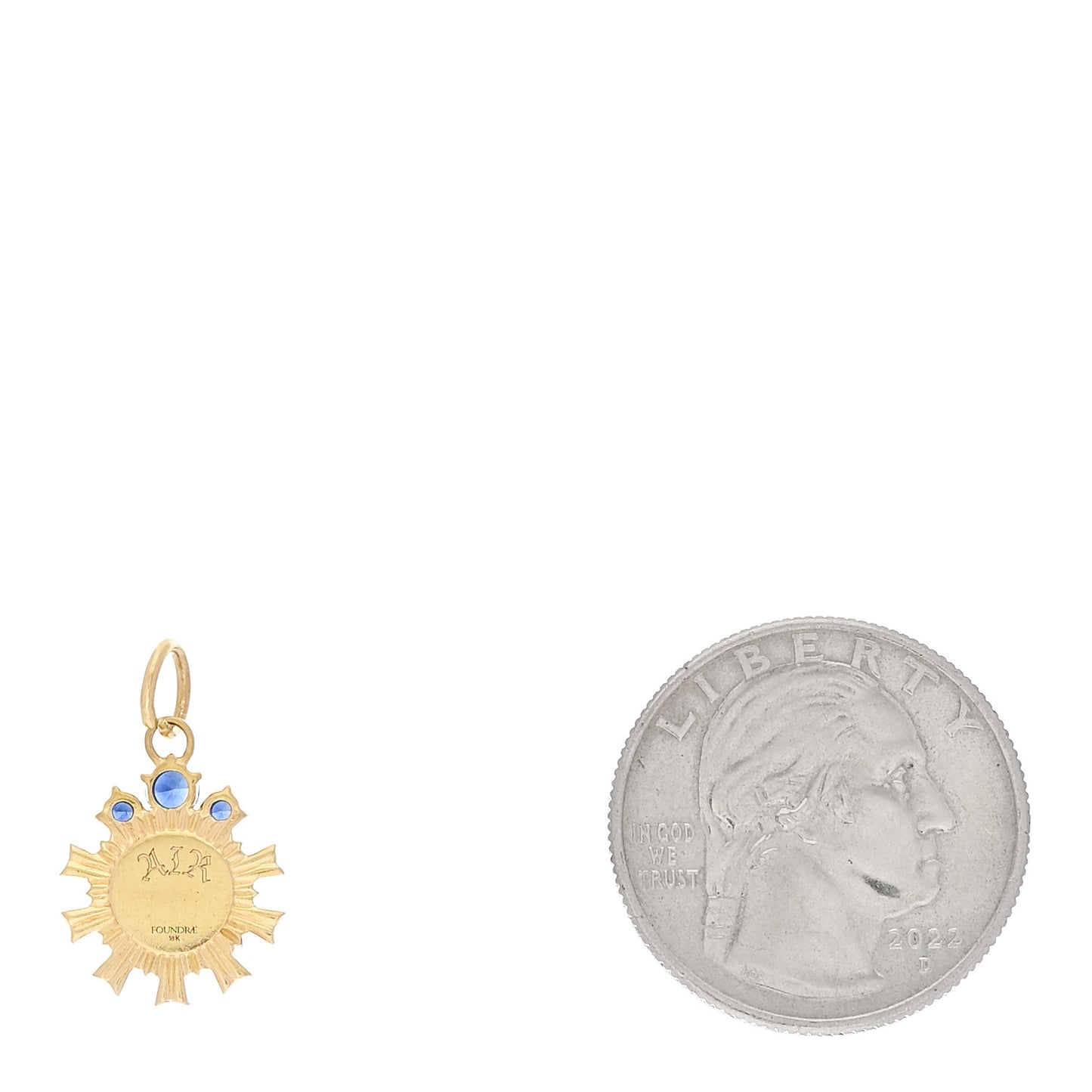 18K Yellow Gold Sapphire Miniature Air Medallion Pendant