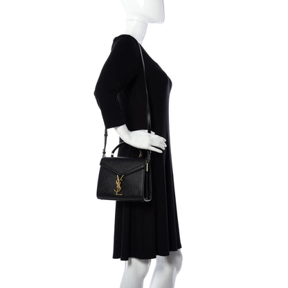 Saint Laurent Grain de Poudre Mini Classic Monogram Cassandra Top Handle Black Rouge Legion 2 of 8