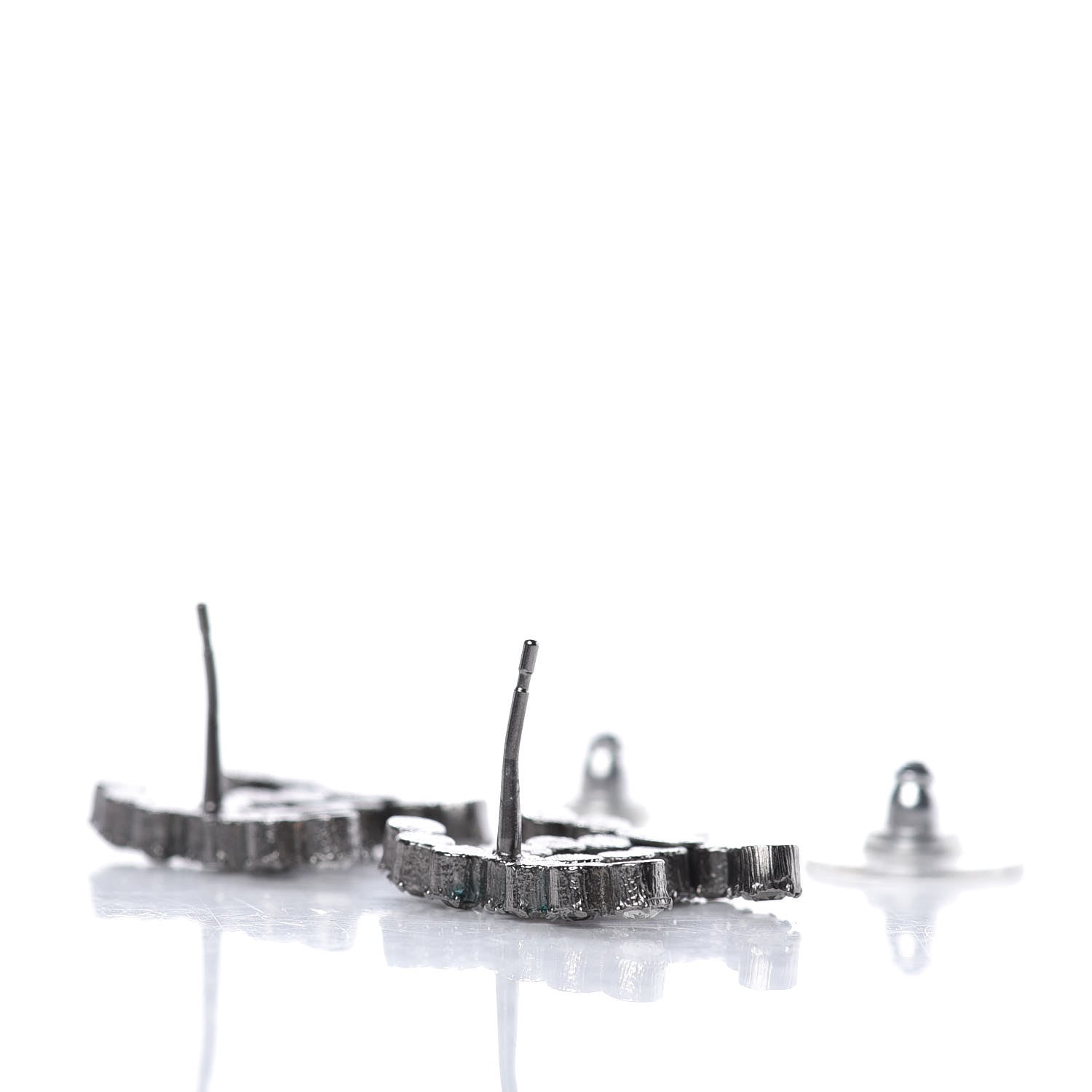 Chanel Crystal CC Earrings Silver 5 of 6