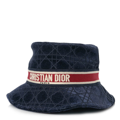 Christian Dior Velvet Cannage Bucket Hat 57 Blue 1 of 6