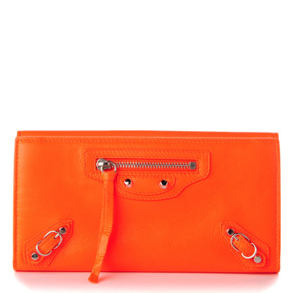 Balenciaga Calfskin Papier Platre Continental Wallet Orange Neon 1 of 8