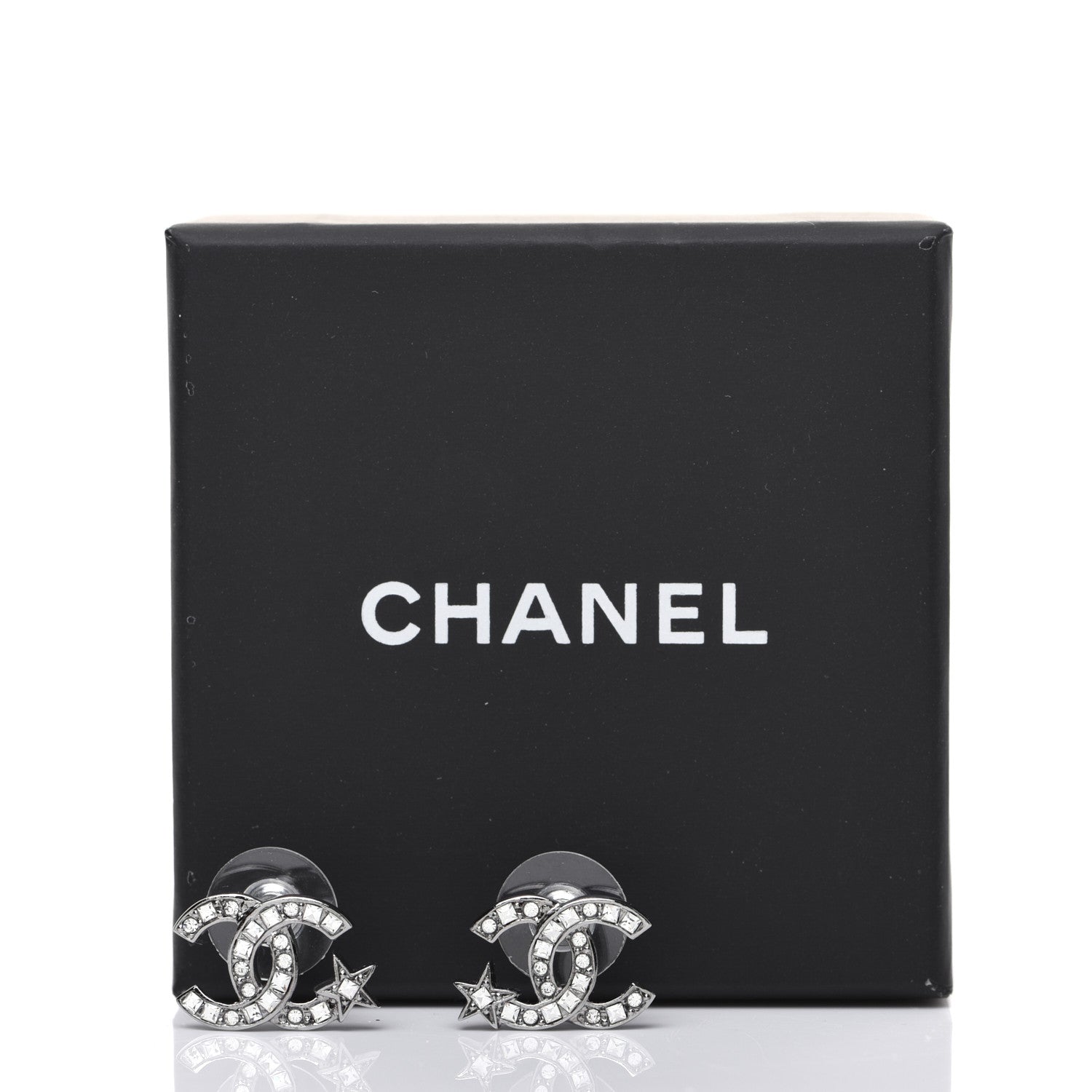 Chanel Crystal CC Starfall Earrings Silver 6 of 6