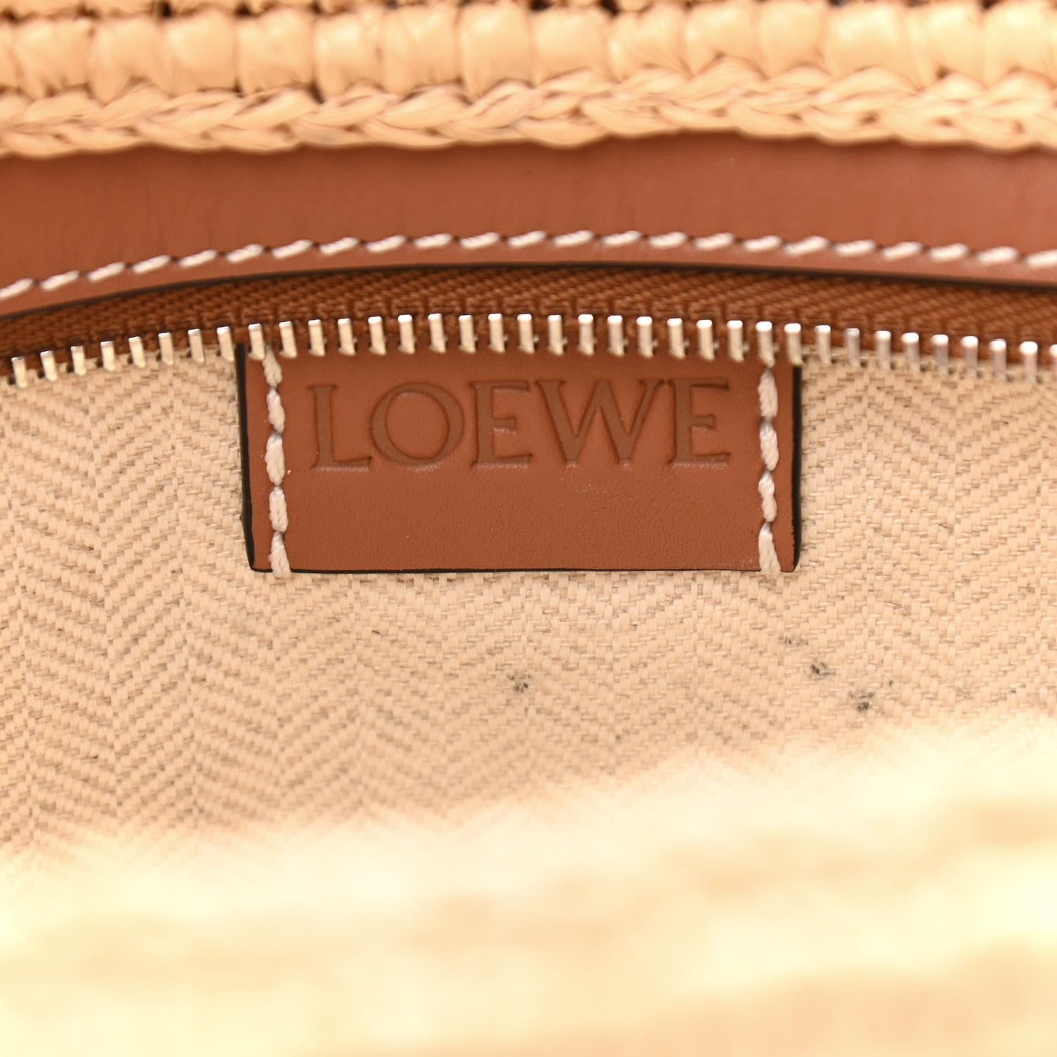 Loewe Calfskin Raffia Paulas Ibiza Pochette Bag Natural Tan 6 of 10