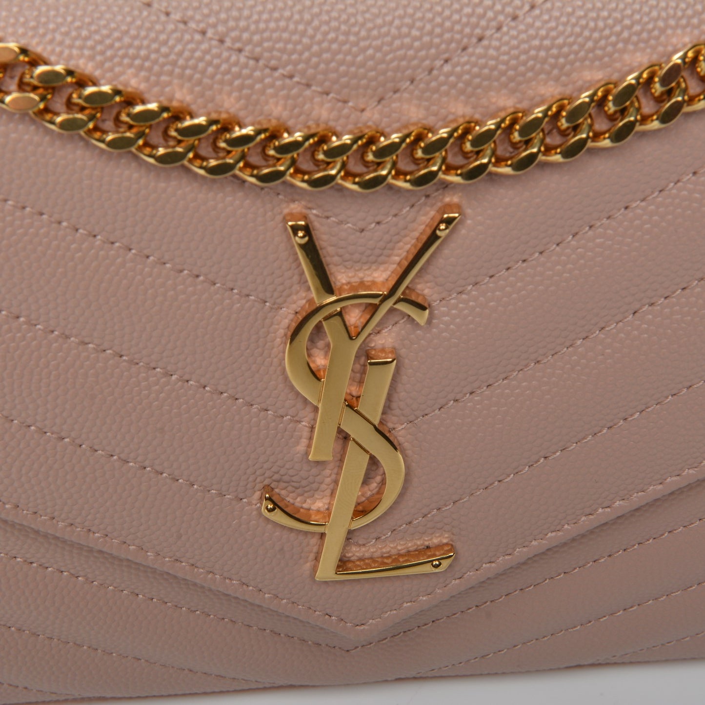 Grain De Poudre Matelasse Chevron Monogram Chain Wallet Pale Pink