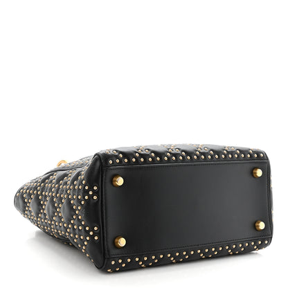 Christian Dior Calfskin Cannage Studded Medium Supple Lady Dior Black 4 of 10