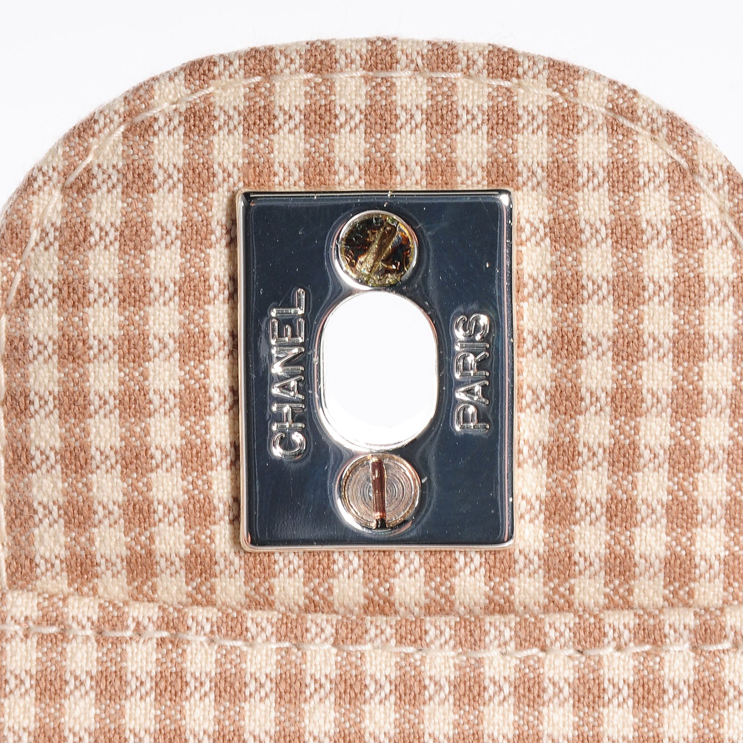 Chanel Toile Gingham Medium Single Flap Beige 7 of 10
