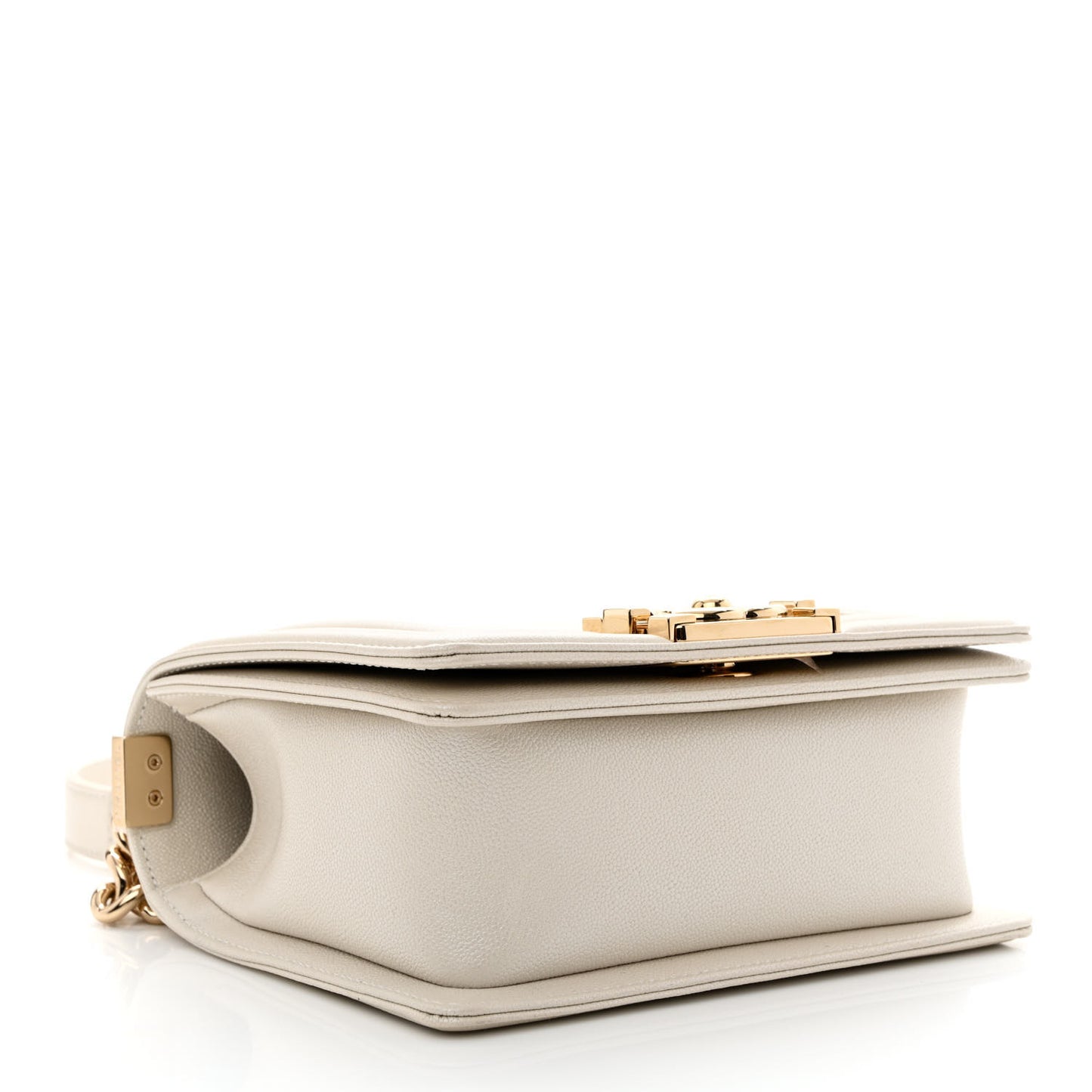 Iridescent Caviar Mini Boy Flap White