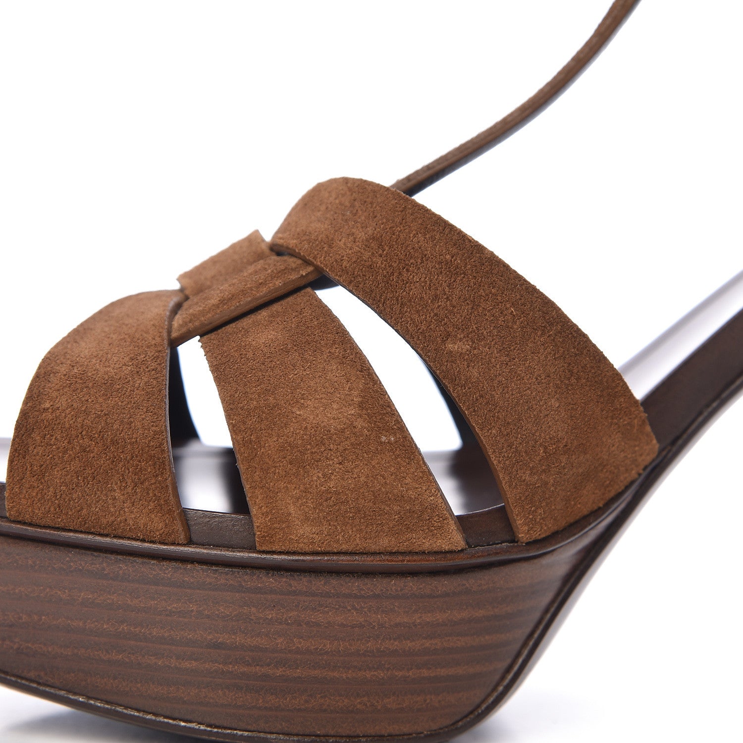 Saint Laurent Suede Tribute 75 Platform Sandals 39 Land 12 of 17