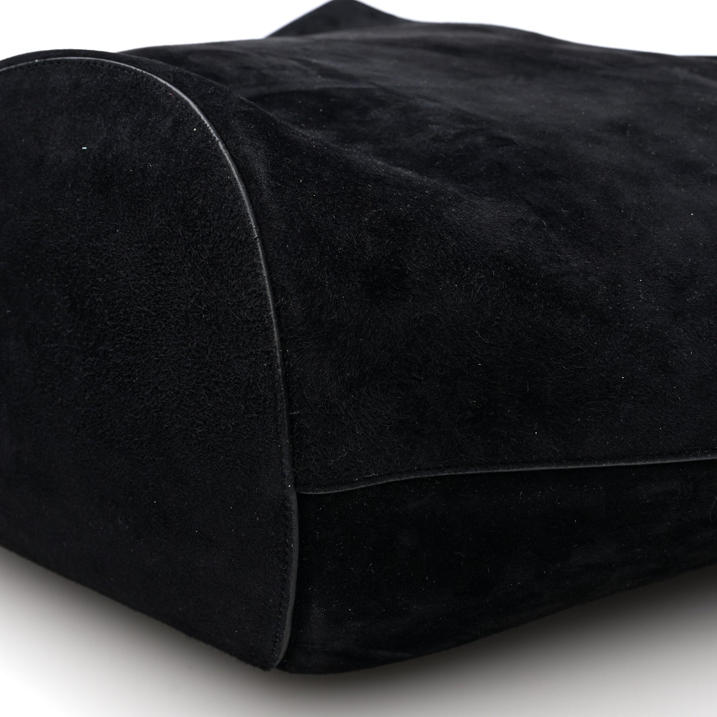 Suede Calfskin Medium Lotus Tote  Black