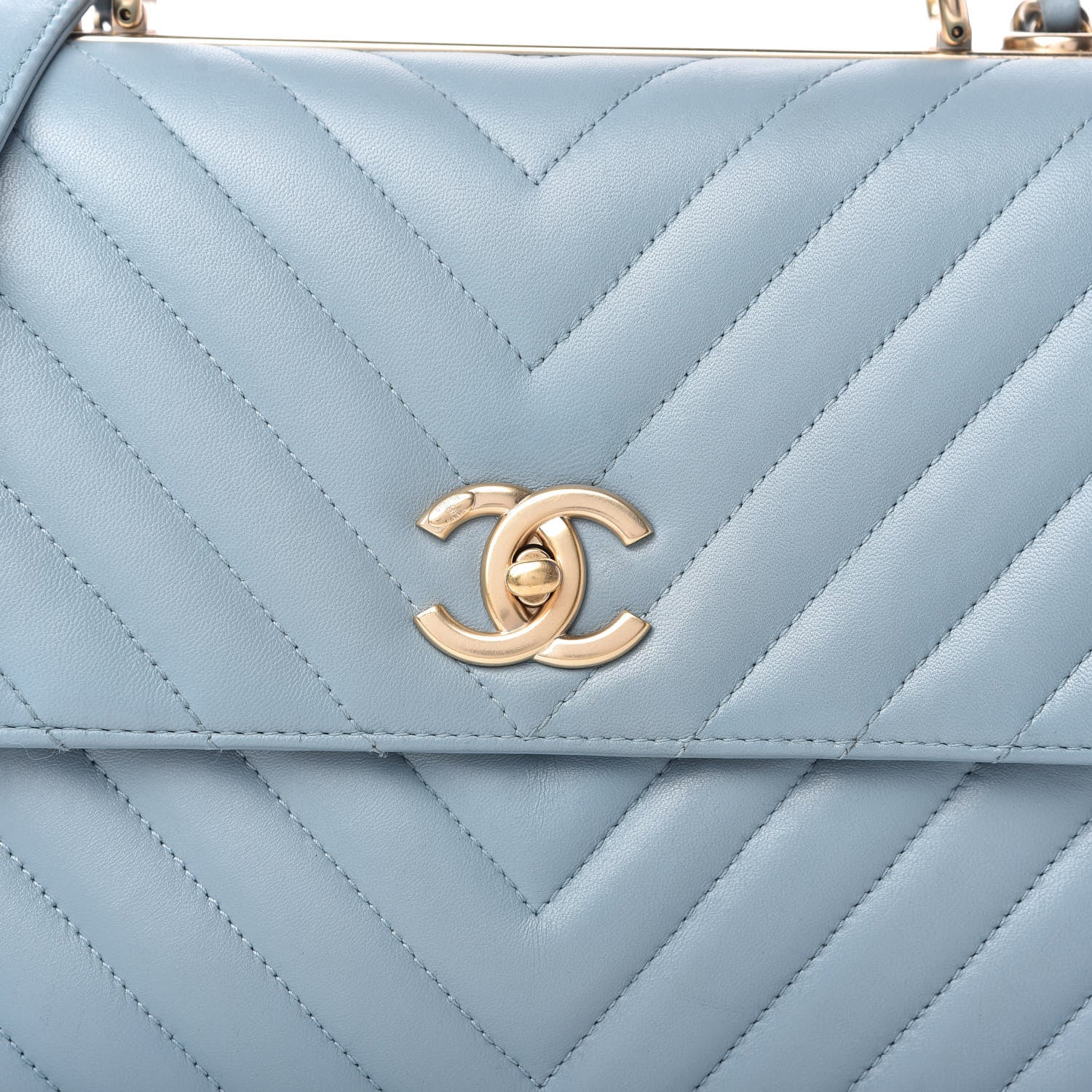 Chanel Lambskin Chevron Quilted Medium Trendy CC Dual Handle Flap Bag Light Blue 10 of 10