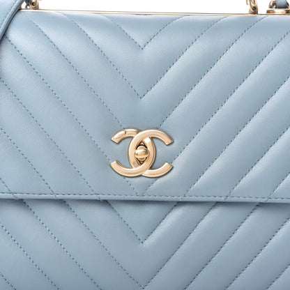 Chanel Lambskin Chevron Quilted Medium Trendy CC Dual Handle Flap Bag Light Blue 10 of 10