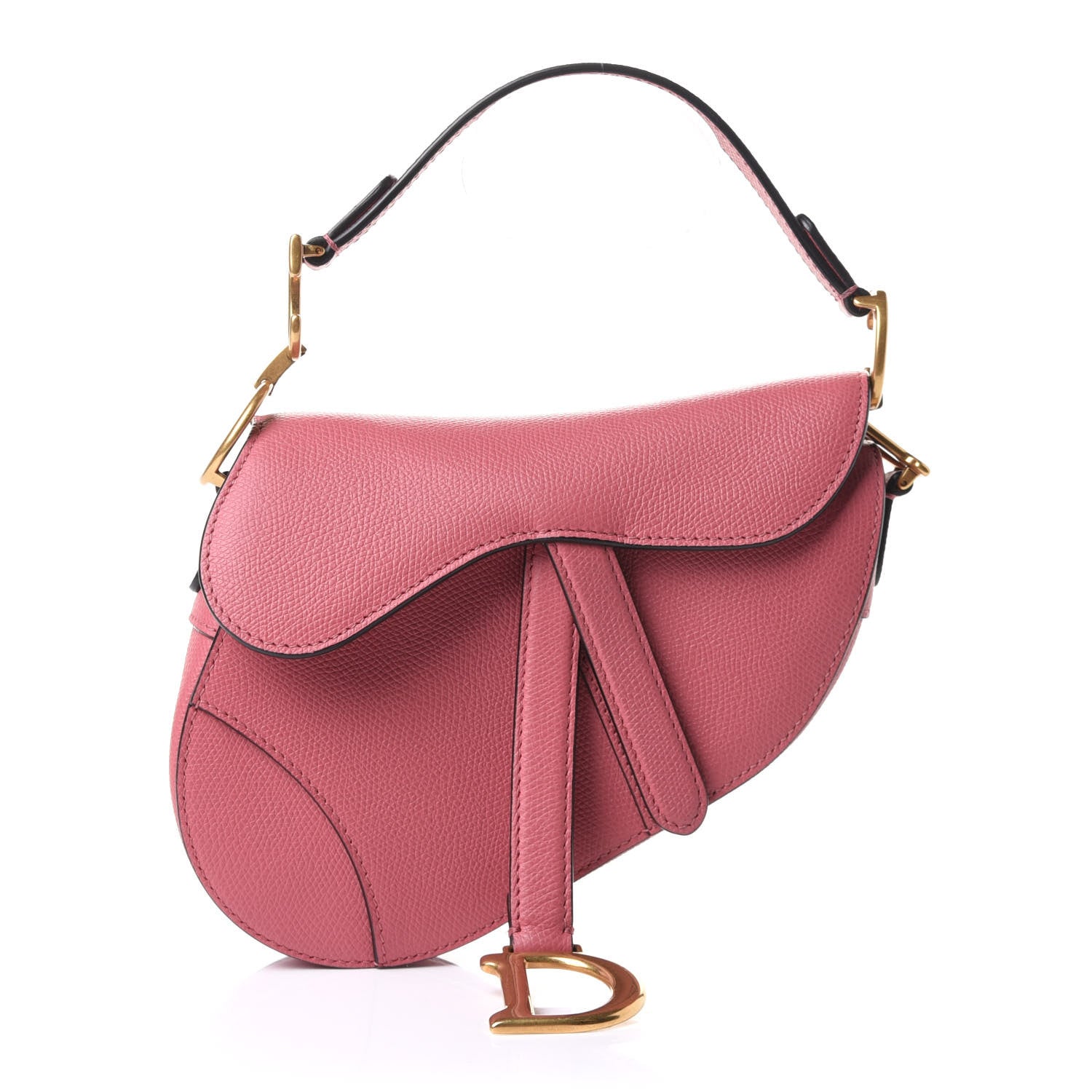 Christian Dior Grained Calfskin Mini Saddle Bag Pink 1 of 10