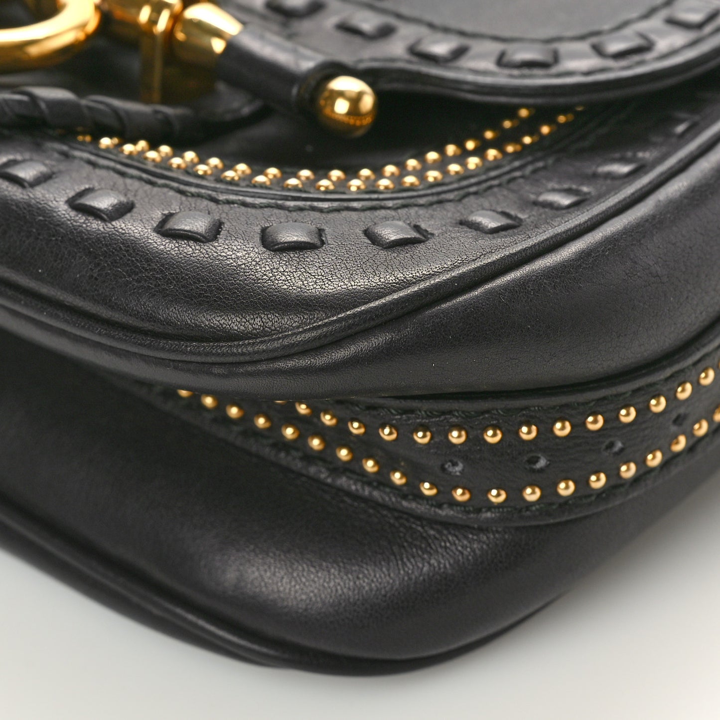 Calfskin Small Snaffle Bit Shoulder Bag Black
