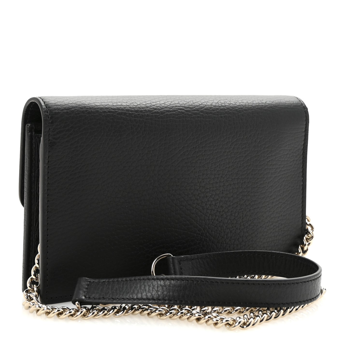 Dollar Calfskin Interlocking G Chain Wallet Black