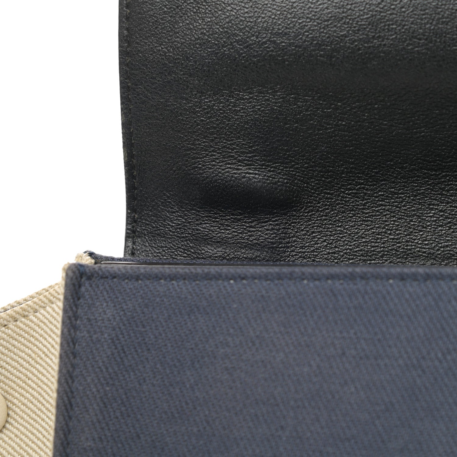 Celine Smooth Calfskin Linen Small Tri-Color Trapeze Black Navy Blue 11 of 17