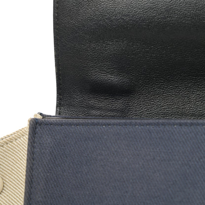 Celine Smooth Calfskin Linen Small Tri-Color Trapeze Black Navy Blue 11 of 17