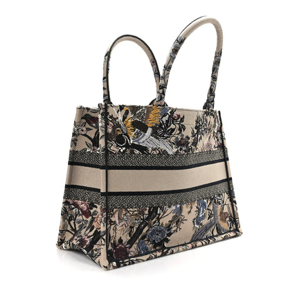 Christian Dior Canvas Embroidered Jardin D'Hiver Medium Book Tote Beige Multicolor 3 of 9