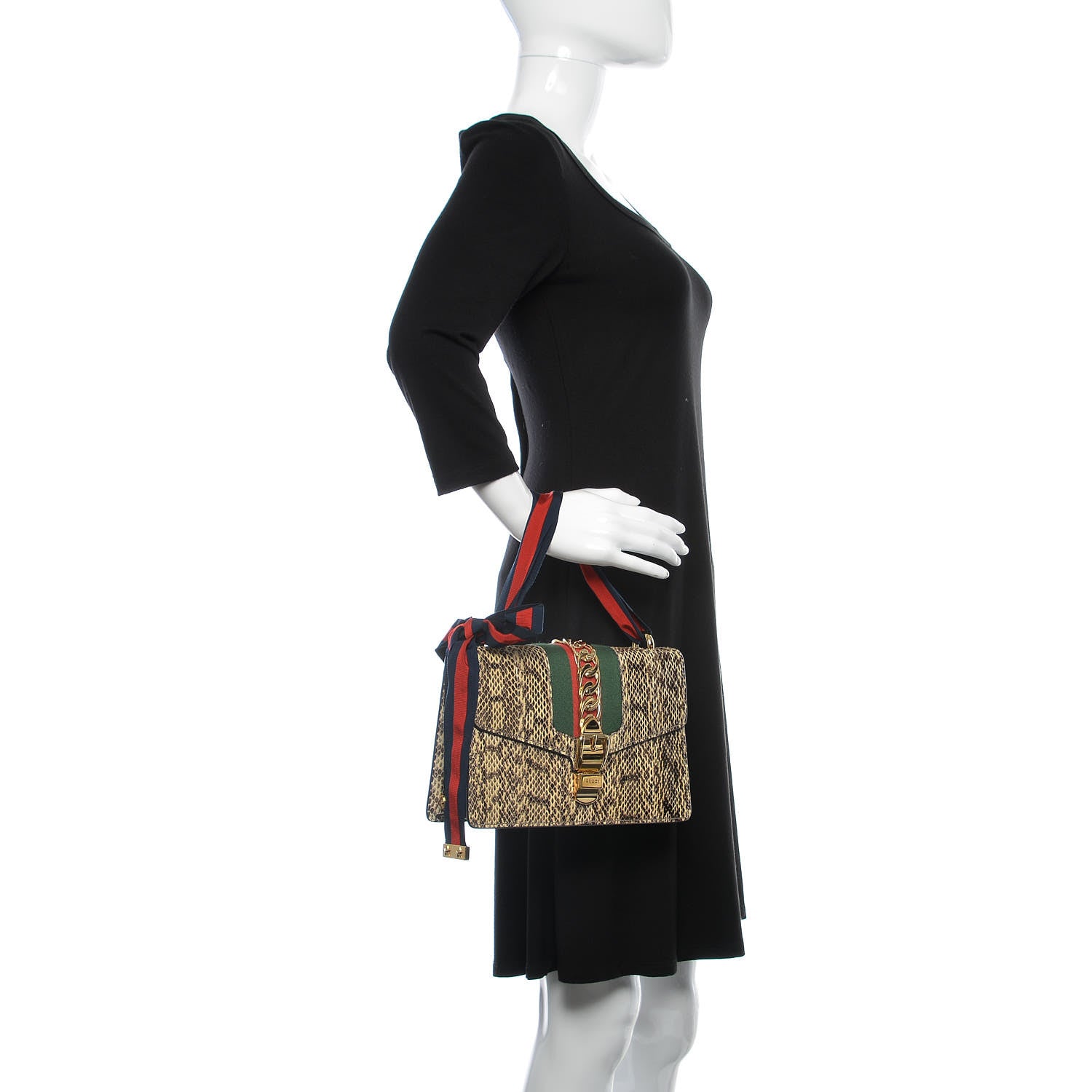 Gucci Snakeskin Small Sylvie Shoulder Bag Grey 2 of 9