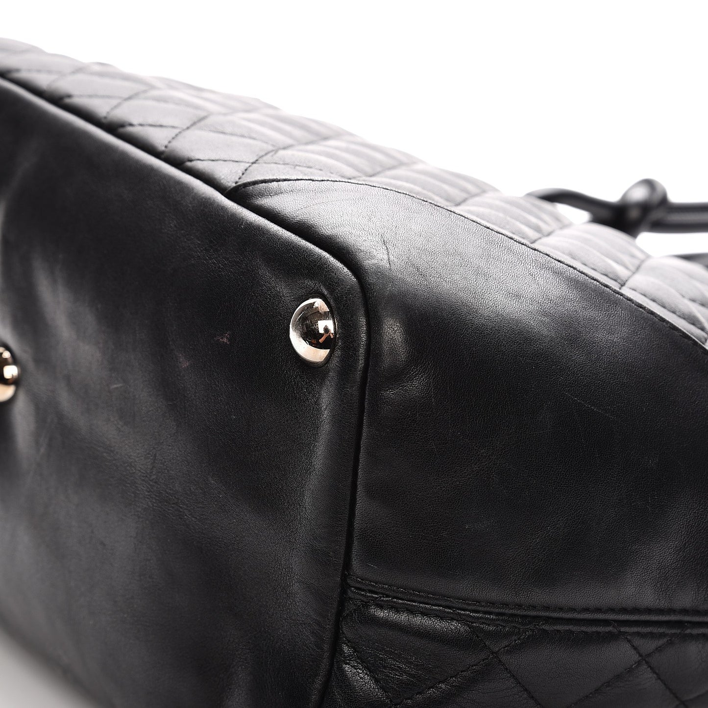 Calfskin Quilted Large Cambon Tote Black White