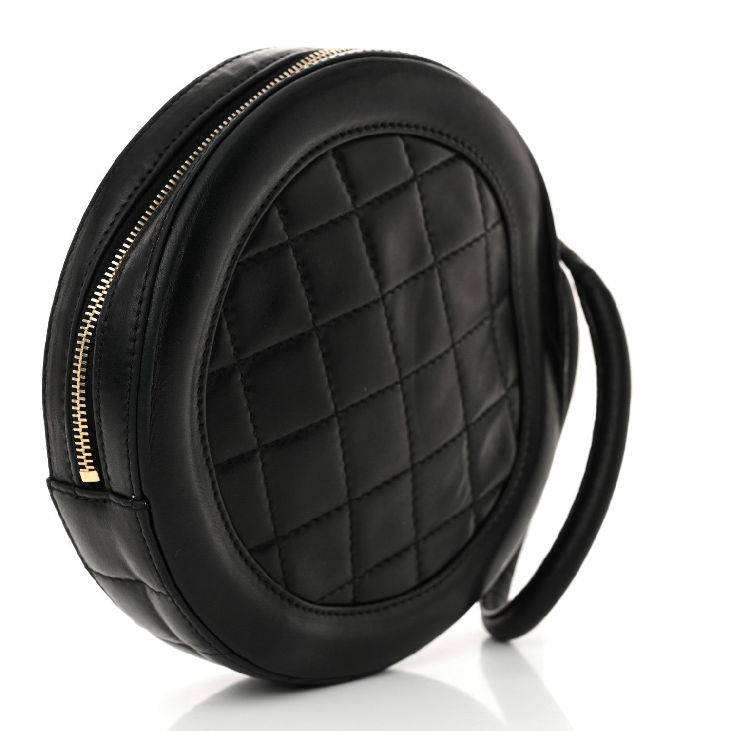 Chanel Lambskin Square Quilted Round Shoulder Bag Black 3 of 15