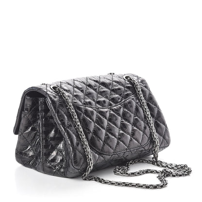 Chanel Metallic Aged Calfskin Striped Accordion Reissue 2.55 Flap Black 3 of 10
