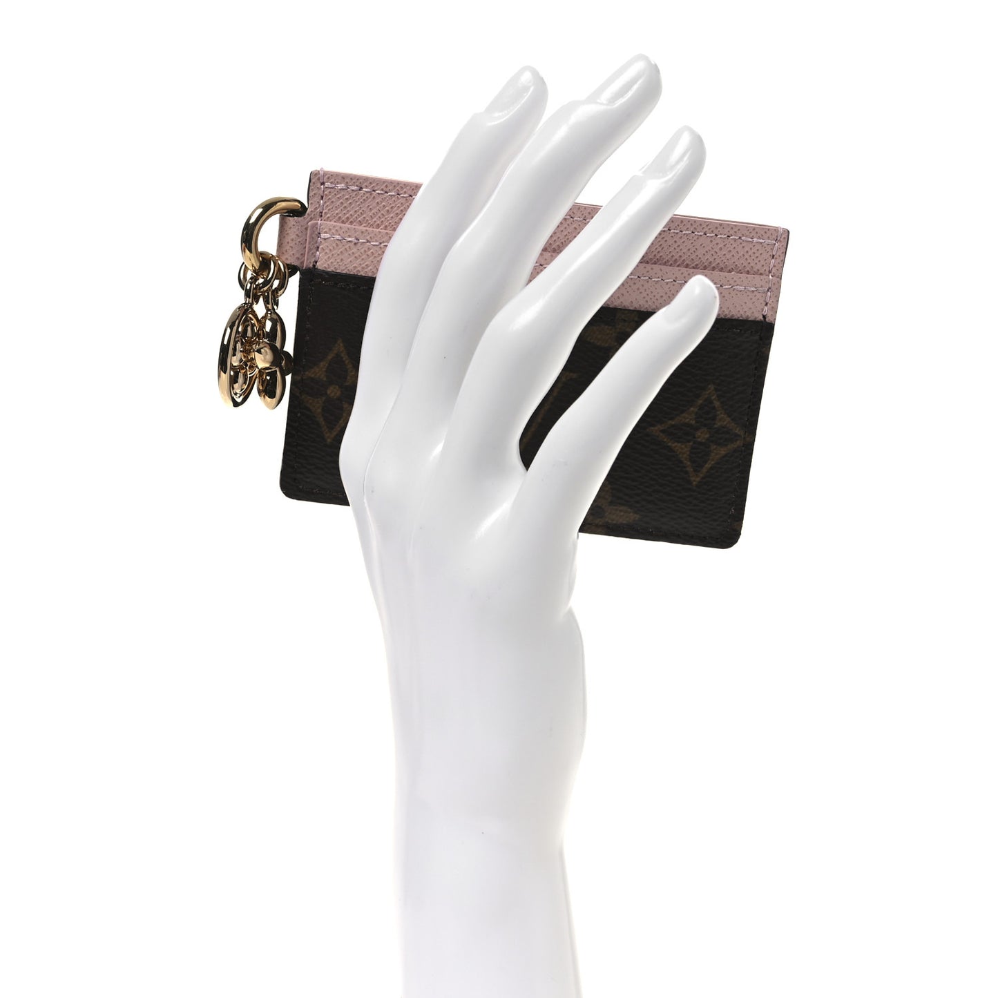 Monogram LV Charms Card Holder Rose Ballerine