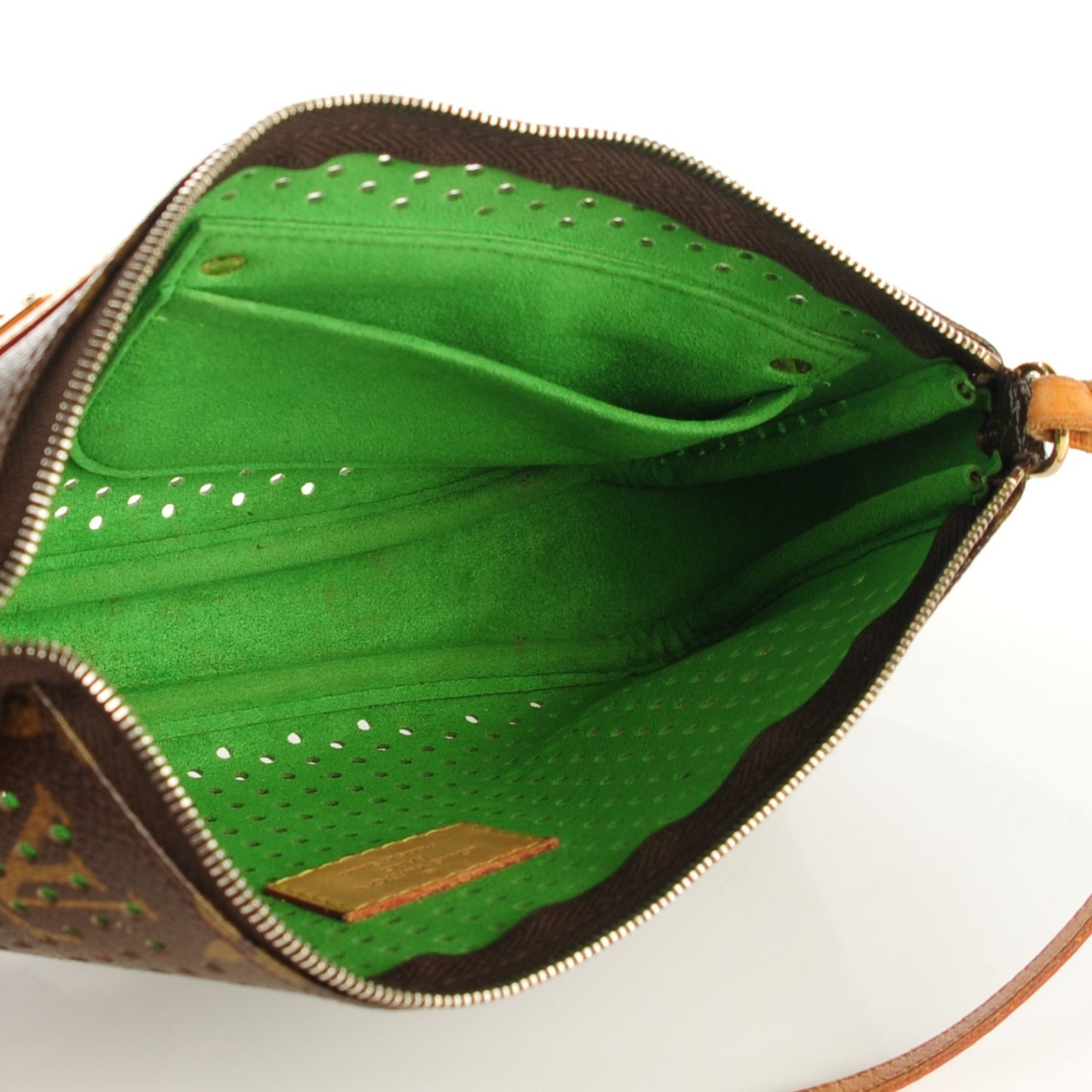 Monogram Perforated Pochette Accessories Bag Green