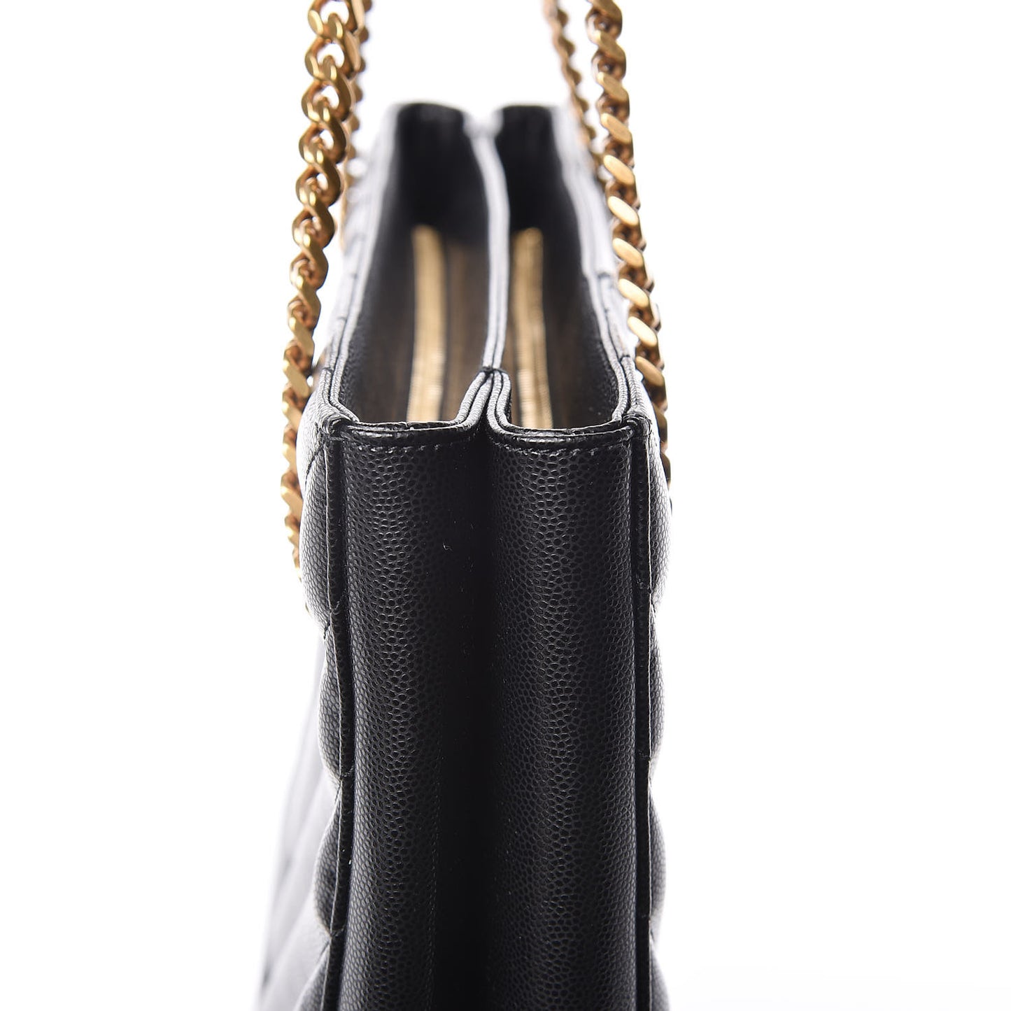 Grain De Poudre Matelasse Chevron Medium Tribeca Shopping Bag Black