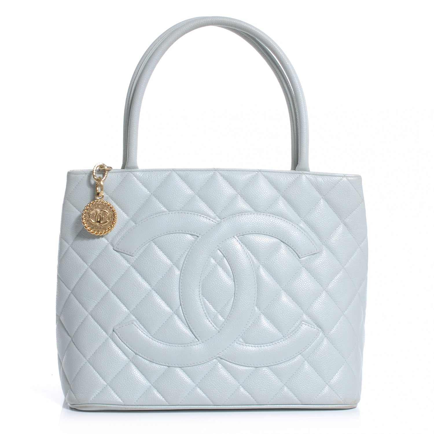 Chanel Caviar Medallion Tote Light Blue 1 of 8