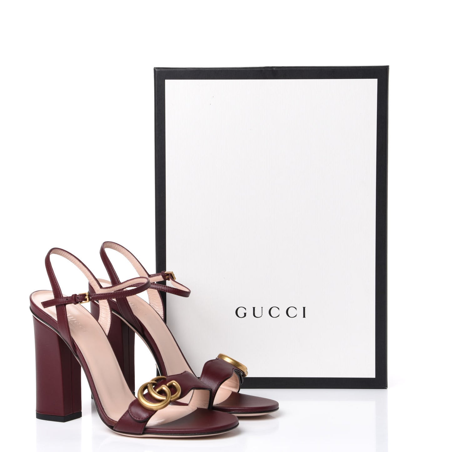 Lifford Calfskin GG Marmont Ankle Wrap 105mm Sandals 37.5 Vintage Bordeaux