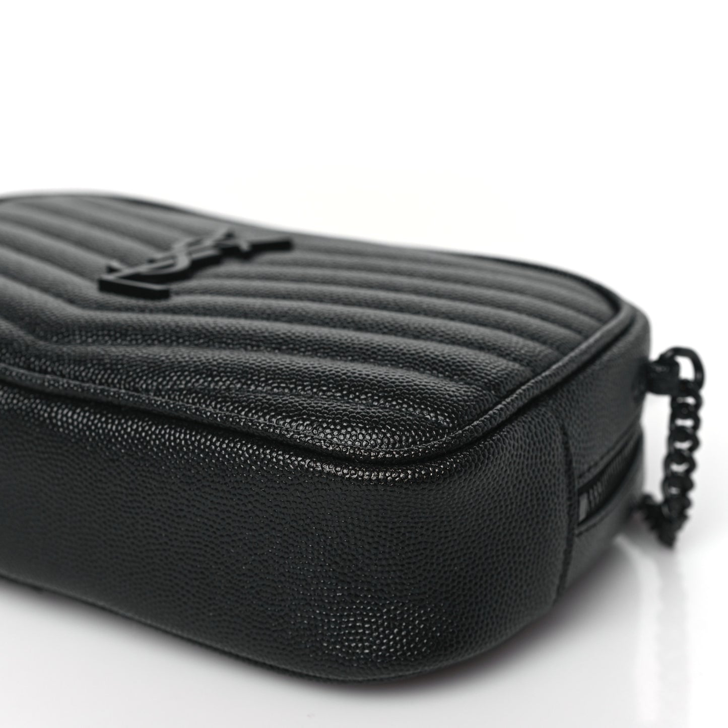 SAINT LAURENT Grain De Poudre Matelasse Monochrome Monogram Mini Lou Camera Bag Black