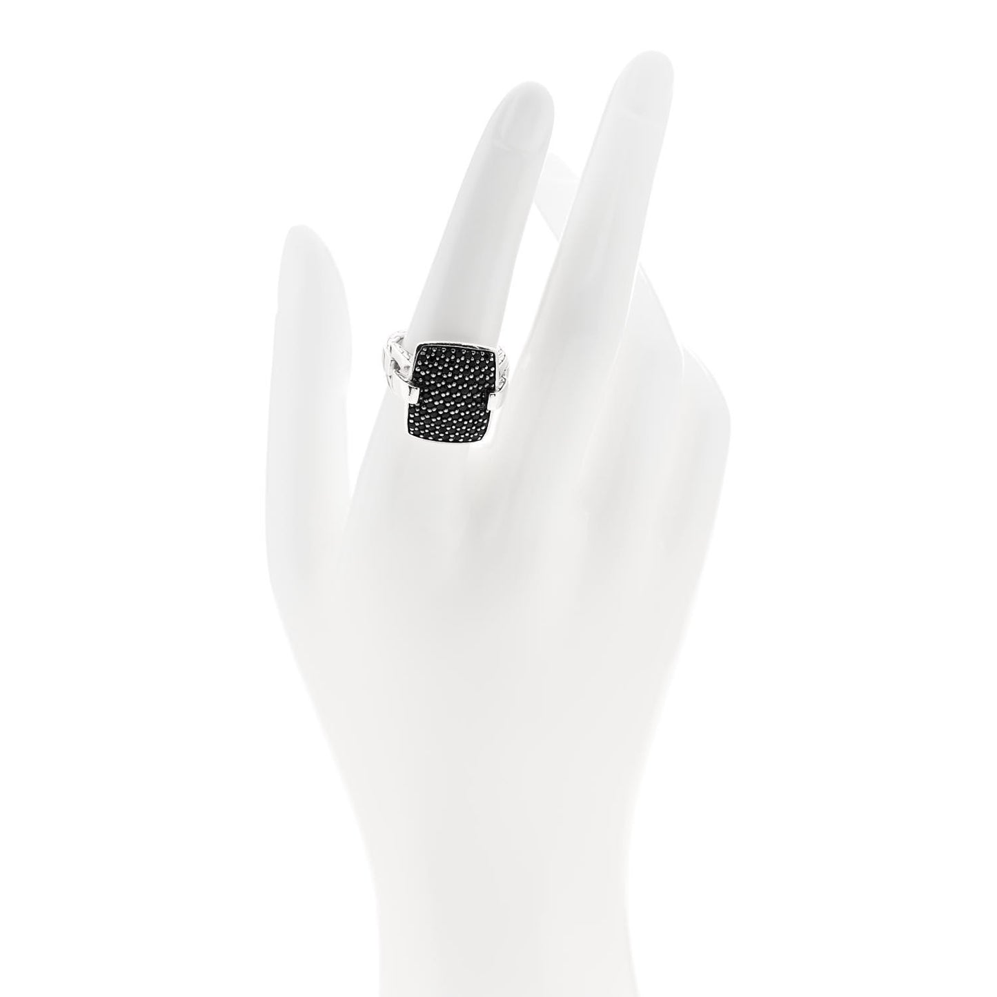 Sterling Silver Black Sapphire Classic Chain Lava Ring 54 7