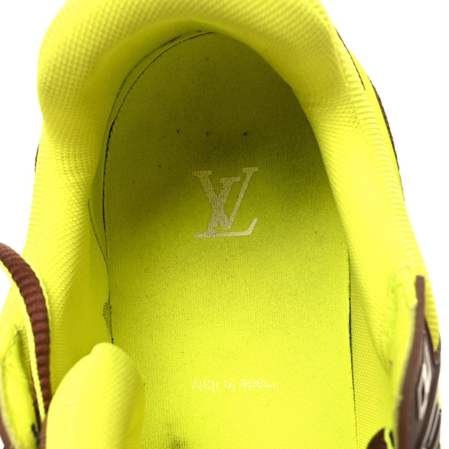 Calfskin Mens LV Trainer Sneakers 9.5 Yellow Brown