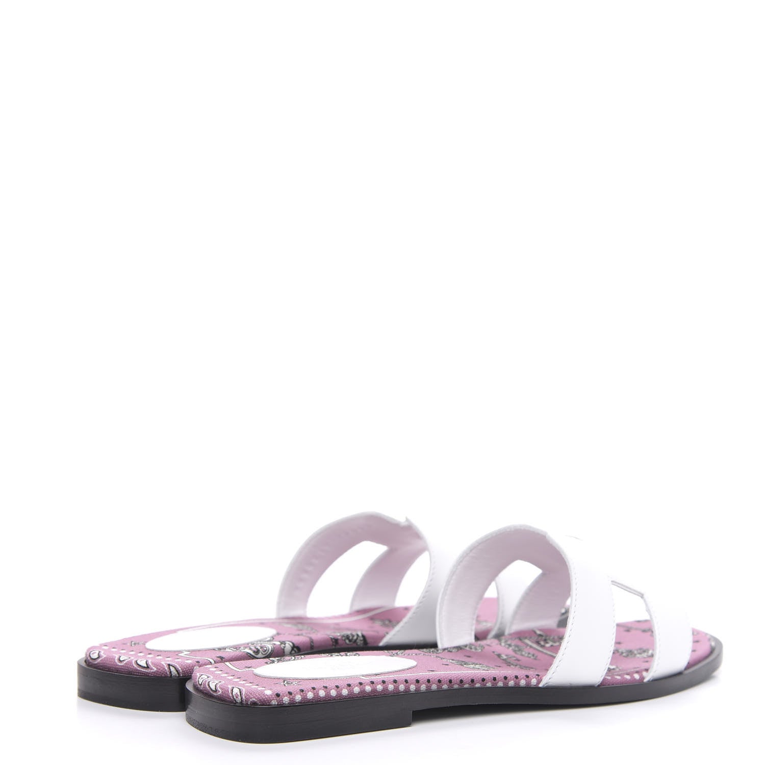 Hermes Box Calfskin White Bois De Rose Oran Sandals 36.5 White 4 of 9