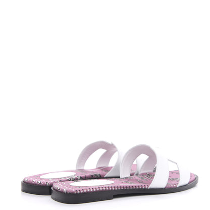 Hermes Box Calfskin White Bois De Rose Oran Sandals 36.5 White 4 of 9