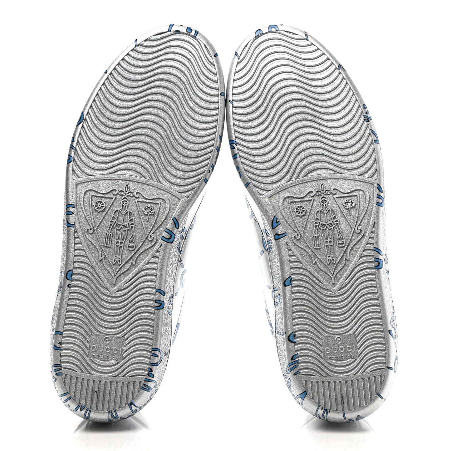 Miro Rubber Wax GucciGhost Print Mens New Ace Sneakers 7 Silver