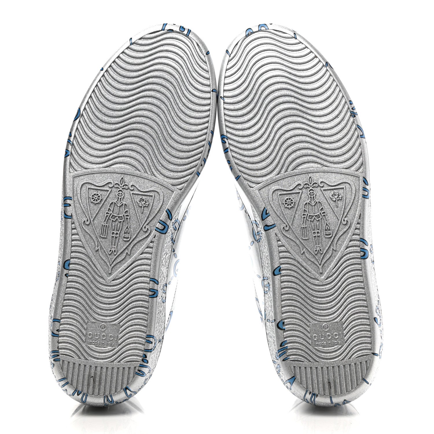 Gucci Miro Rubber Wax GucciGhost Print Mens New Ace Sneakers 7 Silver 5 of 10