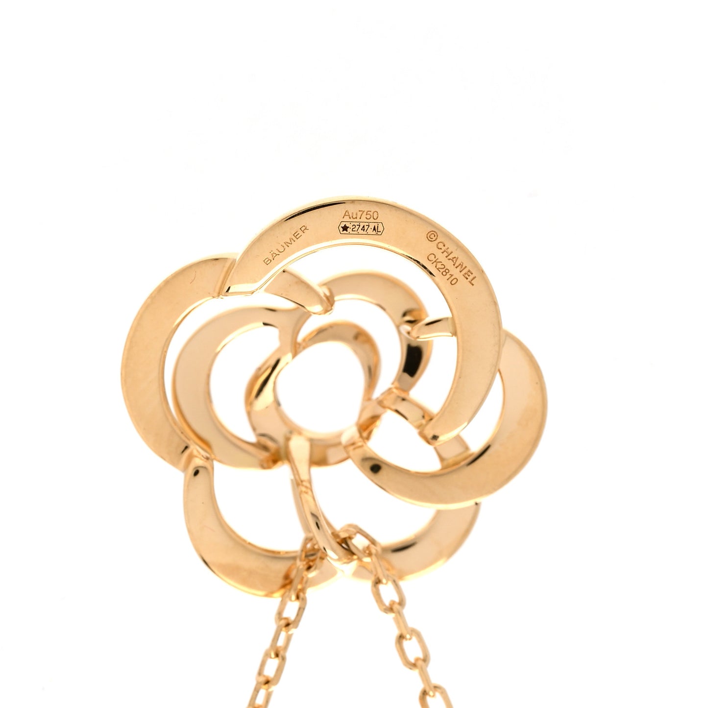 18K Yellow Gold Fil de Camelia Pendant Necklace