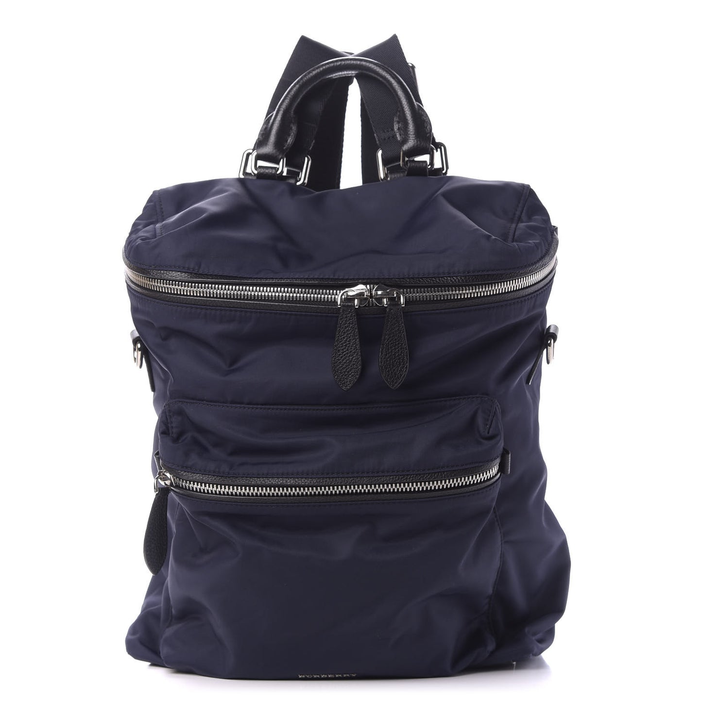 Nylon Pebbled Calfskin Backpack Navy