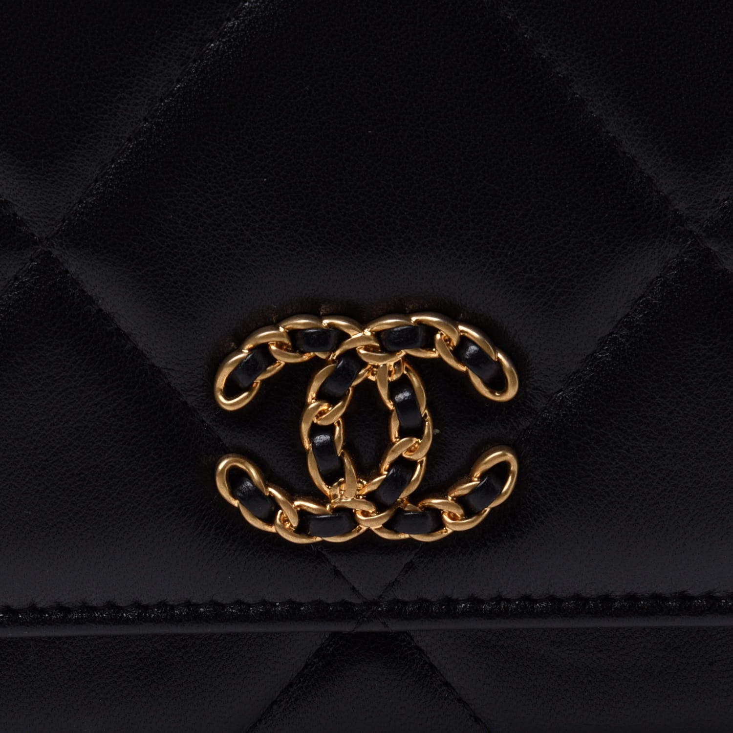 Chanel Goatskin Quilted Chanel 19 Wallet On Chain WOC Black 10 of 13