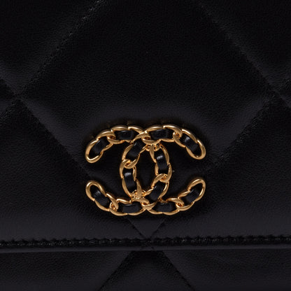 Chanel Goatskin Quilted Chanel 19 Wallet On Chain WOC Black 10 of 13